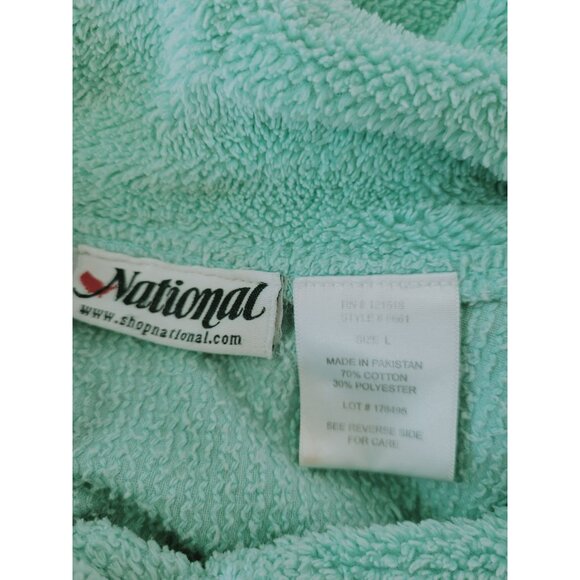 Vintage National Womens Snap-Front Mint Green Terrycloth Robe Size L Midi - Picture 3 of 13